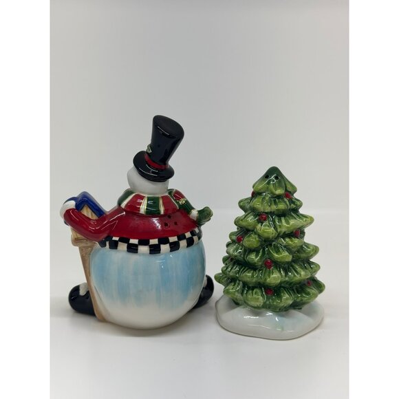 VTG Fitz & Floyd "Sullivan the Snowman" Salt & Pepper Shaker Set Christmas 4.5" - Picture 4 of 6